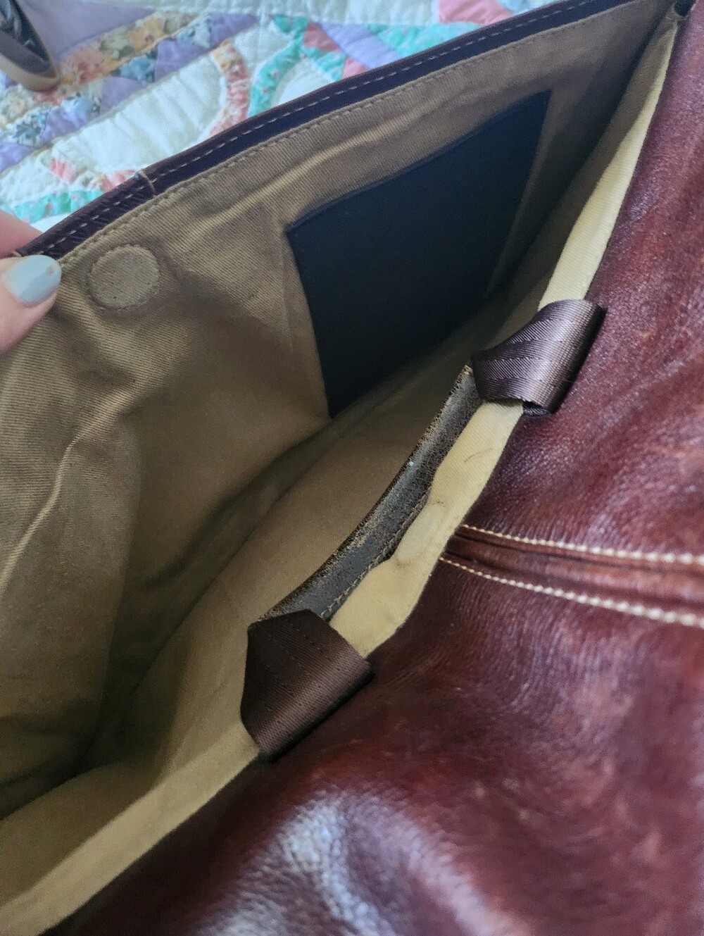 Boconi Brown Leather Messenger Bag - Picture 8 of 12